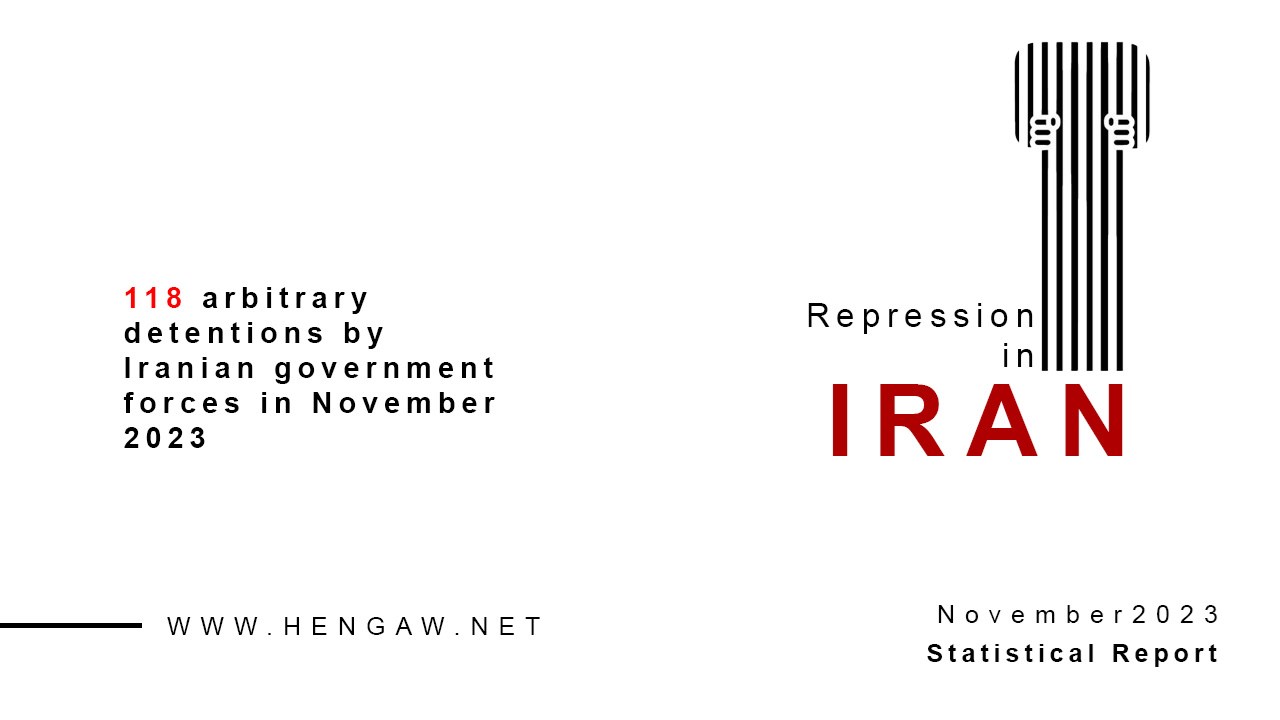 118 arbitrary detentions by Iranian government forces in November 2023