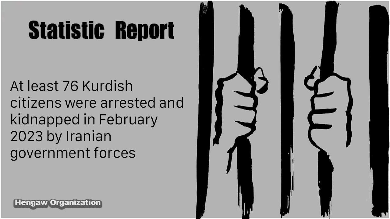 At least 76 Kurdish citizens were arrested and kidnapped in February 2023 by Iranian government forces